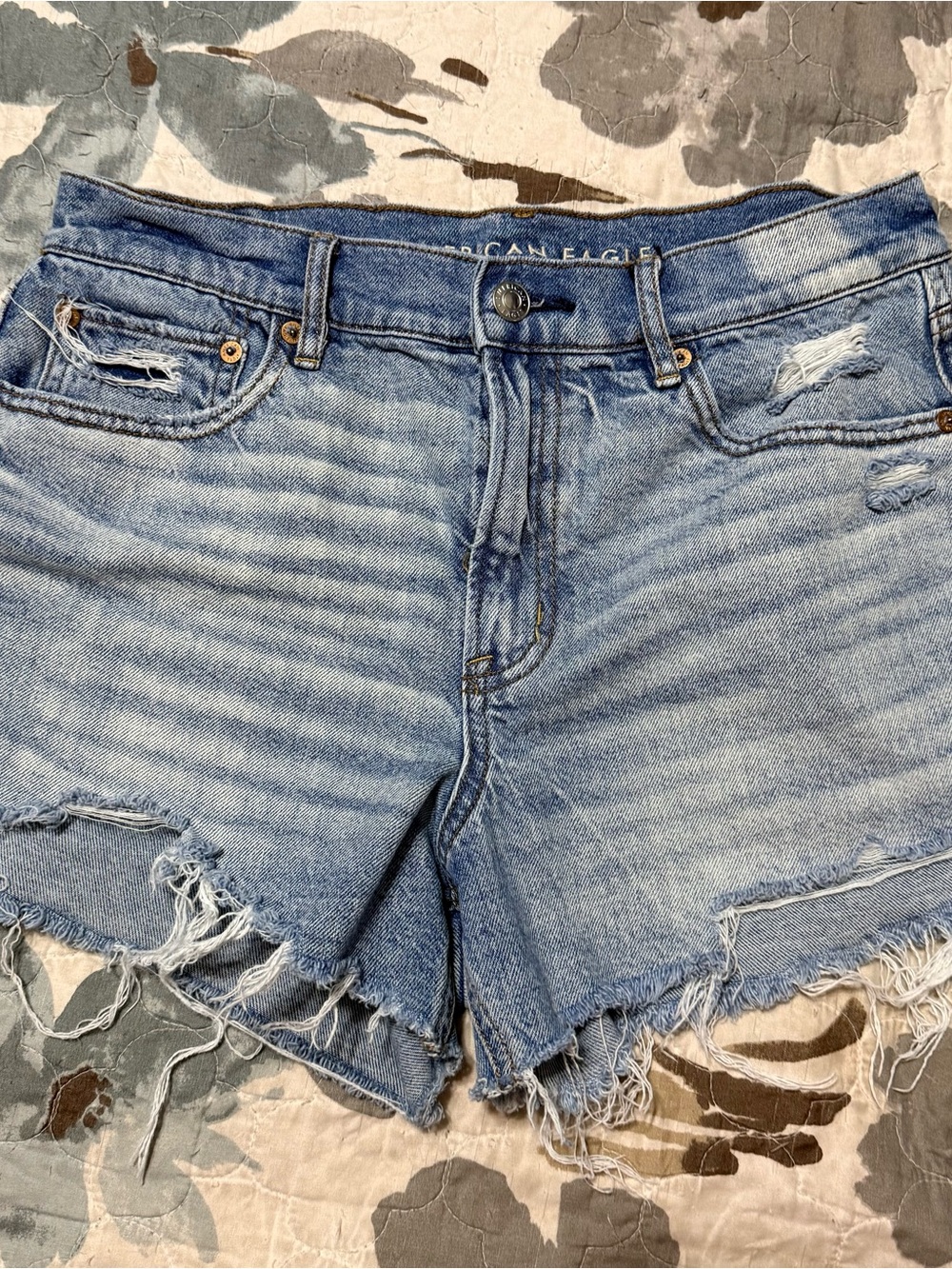 American Eagle Outfitters Light Blue Distressed Jean Shorts